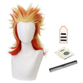 Halloweez Anime Rengoku Kyoujurou Cosplay Wig - Synthetic Fiber, Adjustable, Heat Resistant for Halloween - Halloweez